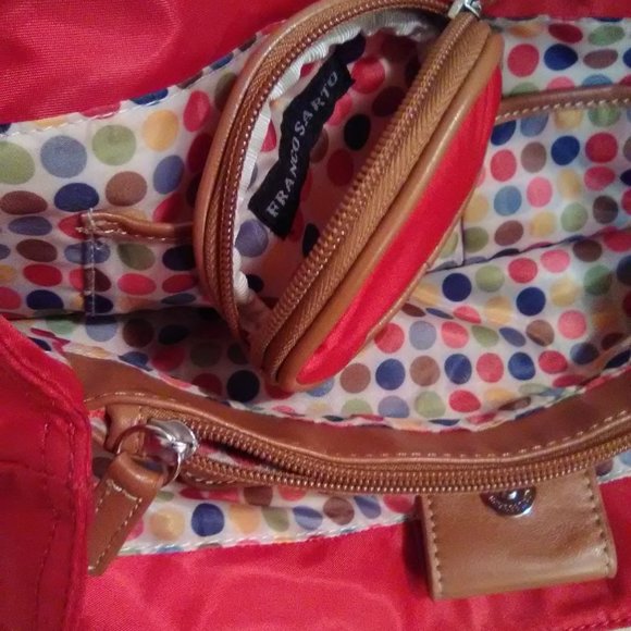 Franco Sarto Red Medium Size Bag Leather & Fabric NWT - Picture 14 of 14